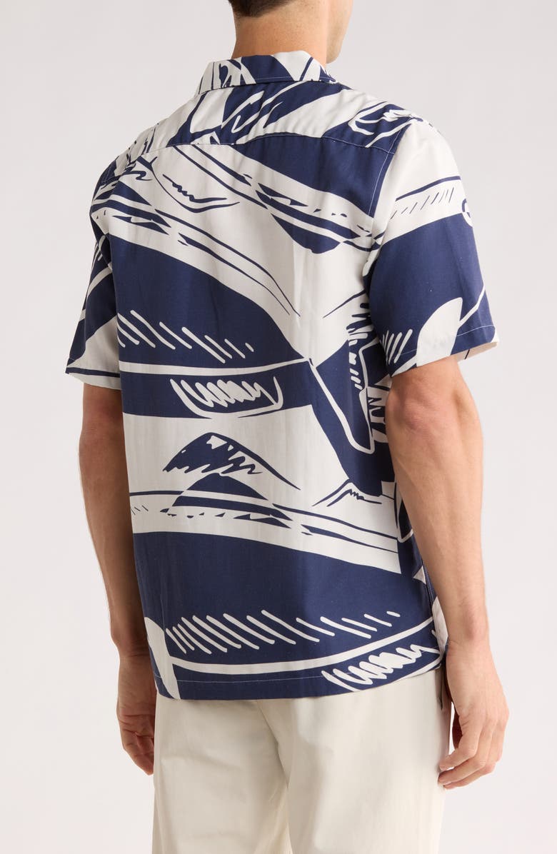 Ted Baker London Heukels Fish Print Camp Shirt, Alternate, color, Navy