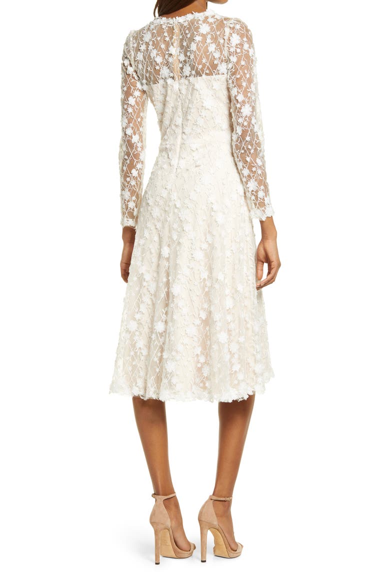 Long Sleeve Lace Cocktail Dress, Alternate, color, IVORY/ PETAL