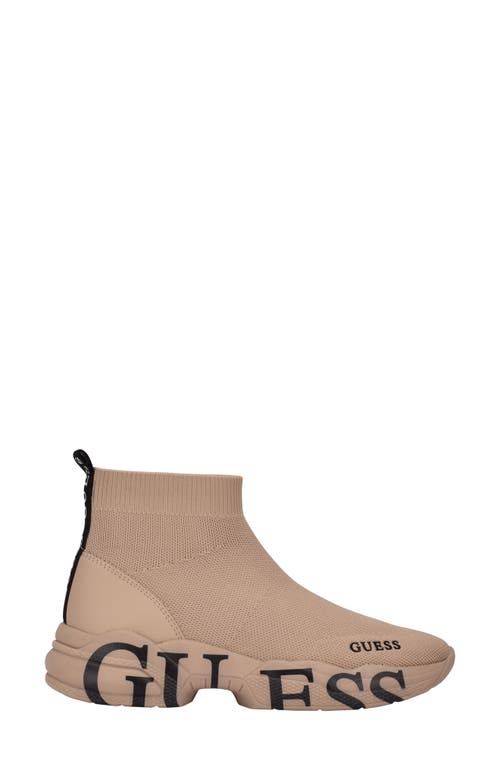 Guess Pause High Top Sock Sneaker In Oat