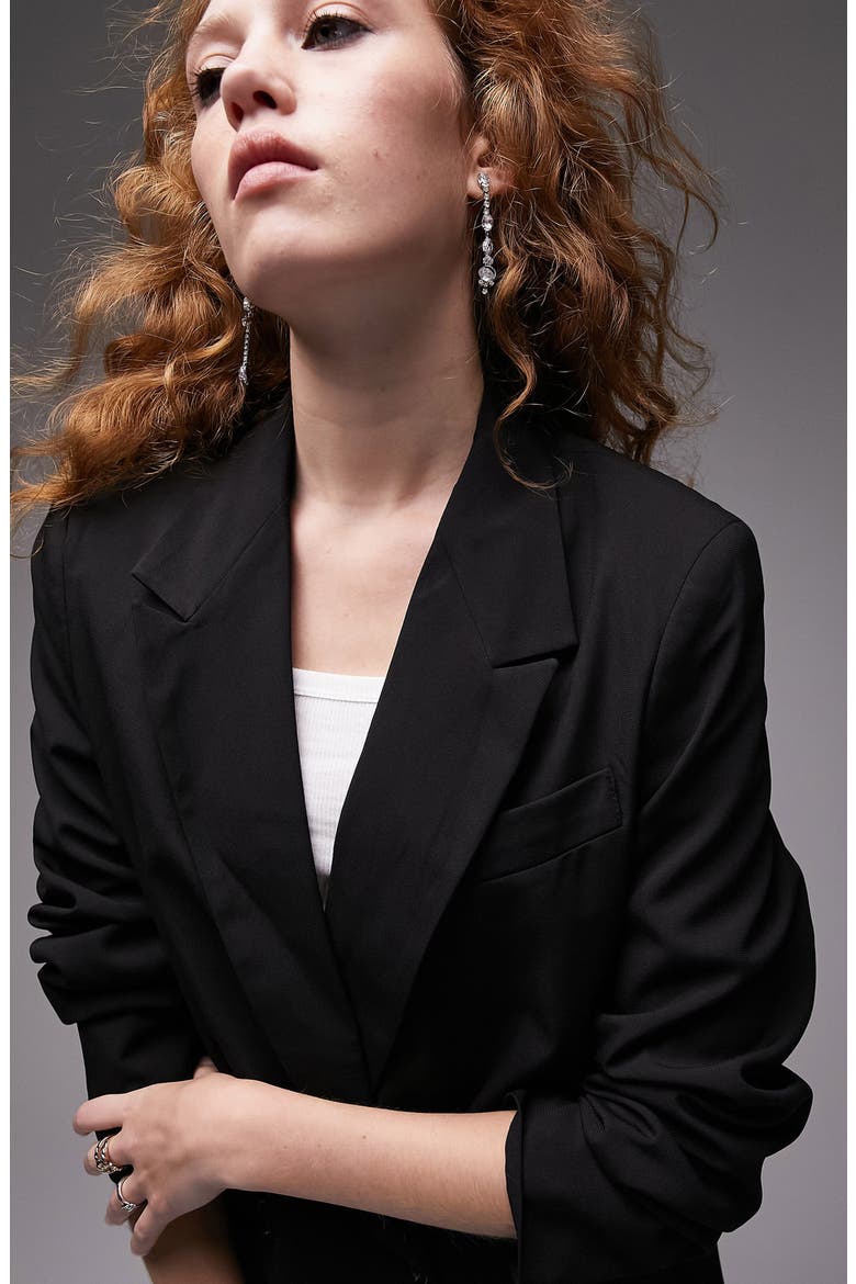Oversize Double Breasted Blazer, Alternate, color, BLACK