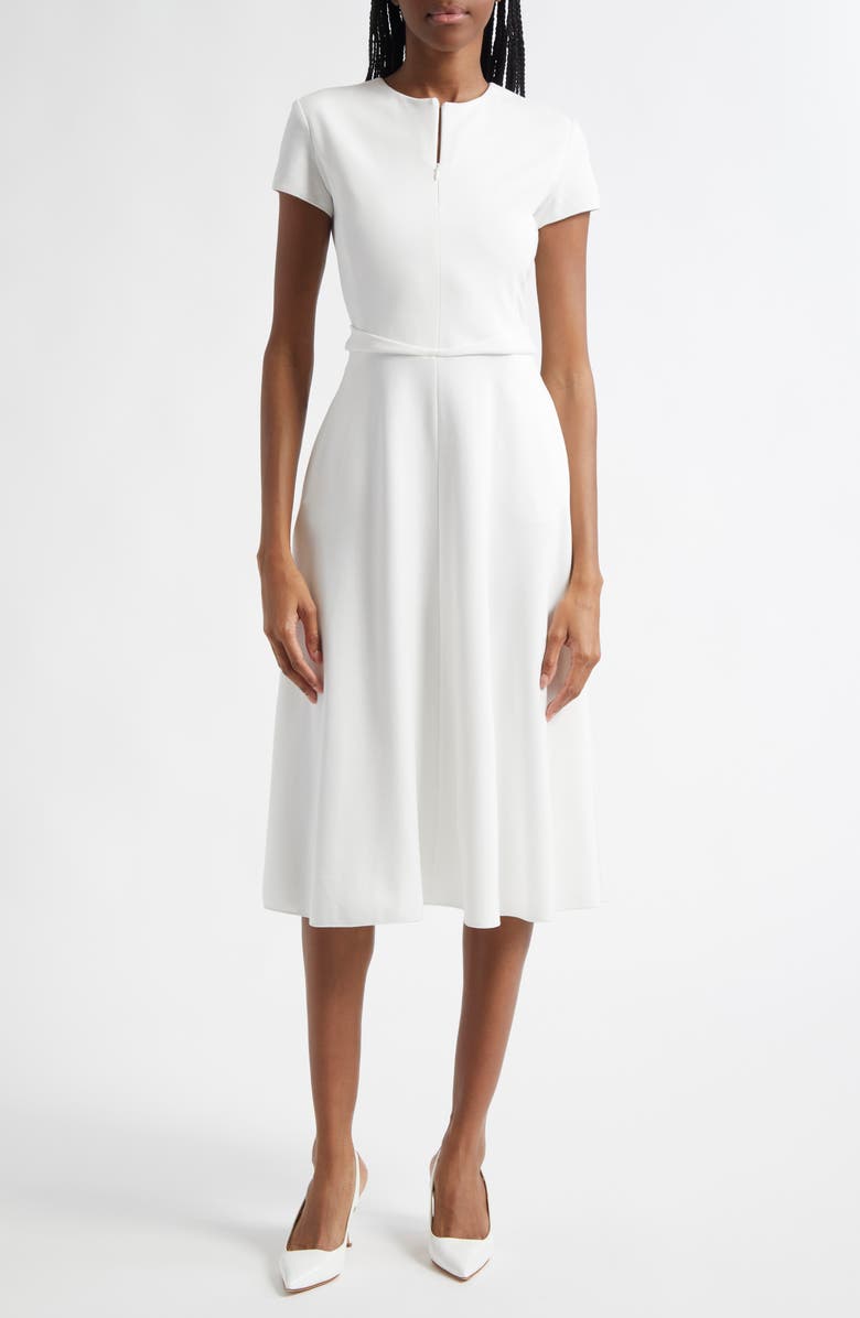 Emporio Armani Punto Milano Fit & Flare Midi Dress, Main, color, Warm White