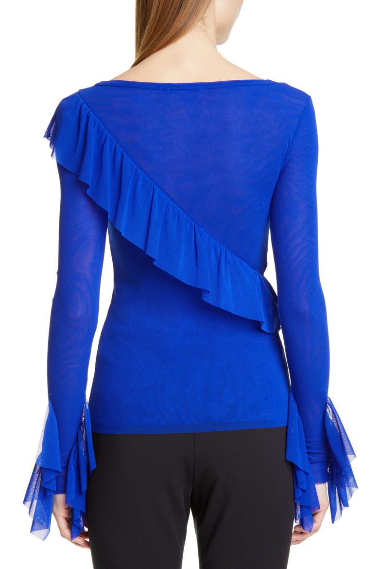 Ruffle Detail Mesh Top, Alternate, color, INDACO