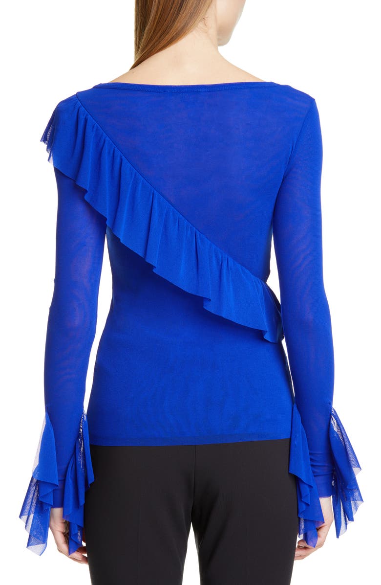 Fuzzi Ruffle Detail Mesh Top, Alternate, color, 