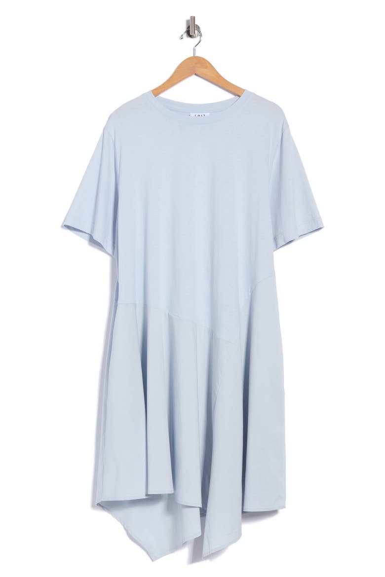 Asymmetric Poplin Mixed Media Dress, Main, color, BABY BLUE