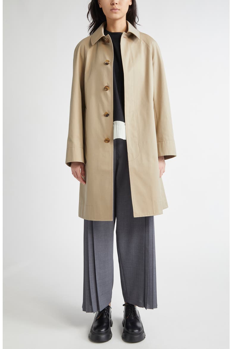 Gathered Cotton Coat, Alternate, color, BEIGE