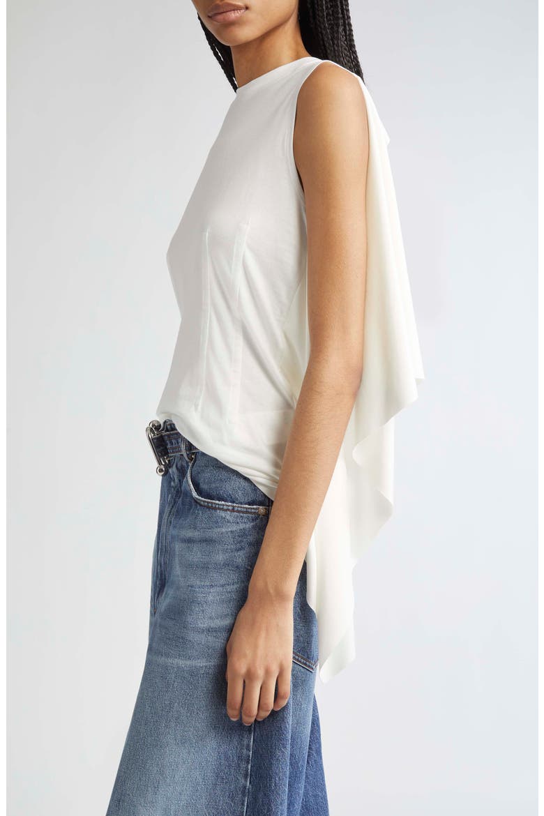 Cera Draped Mixed Media Sleeveless Top, Alternate, color, BIANCO