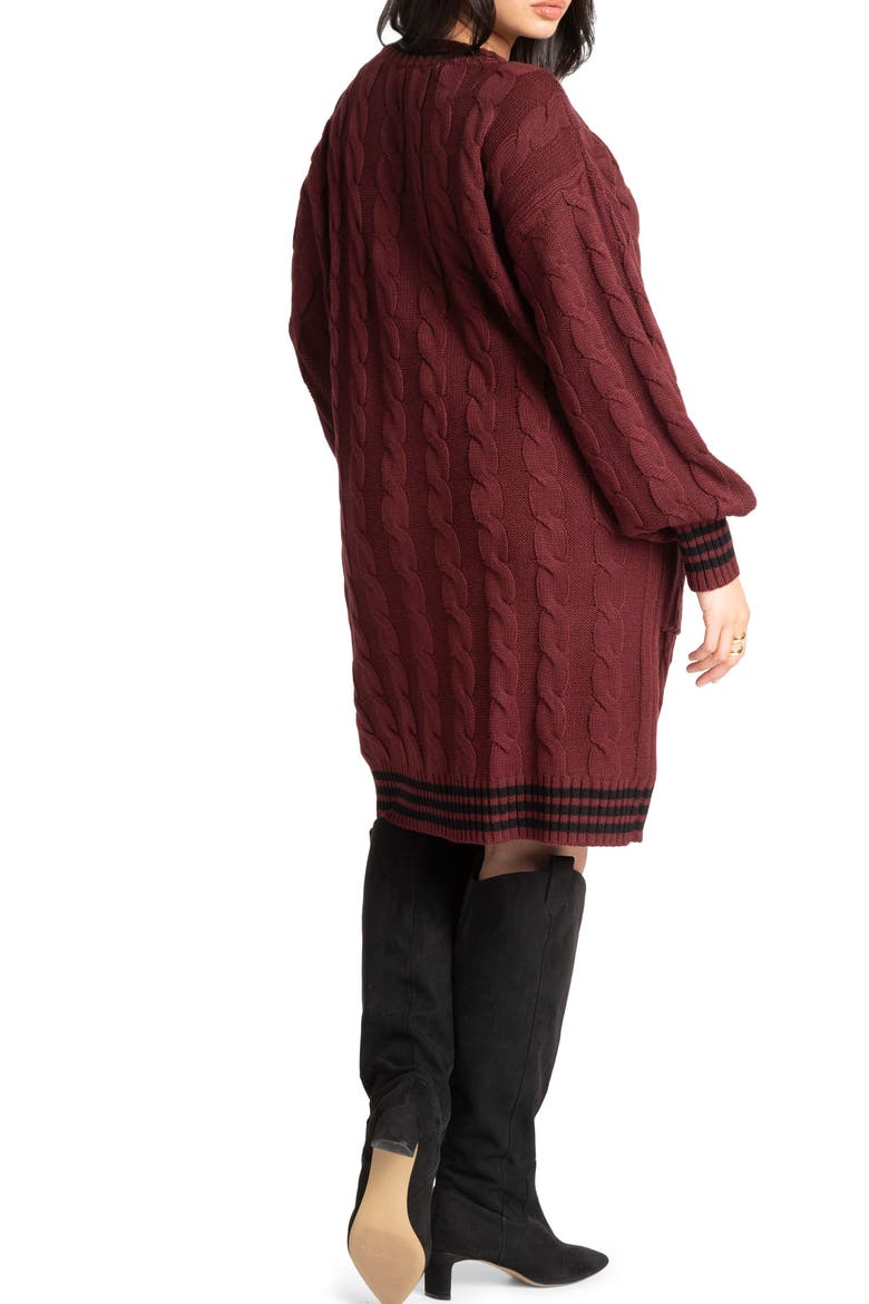 Stripe Cardigan Sweater Dress, Alternate, color, MAROON BANNER