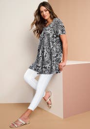 Roaman's Plus Size Cotton Ultimate Scoopneck Swing Tunic (Plus)
