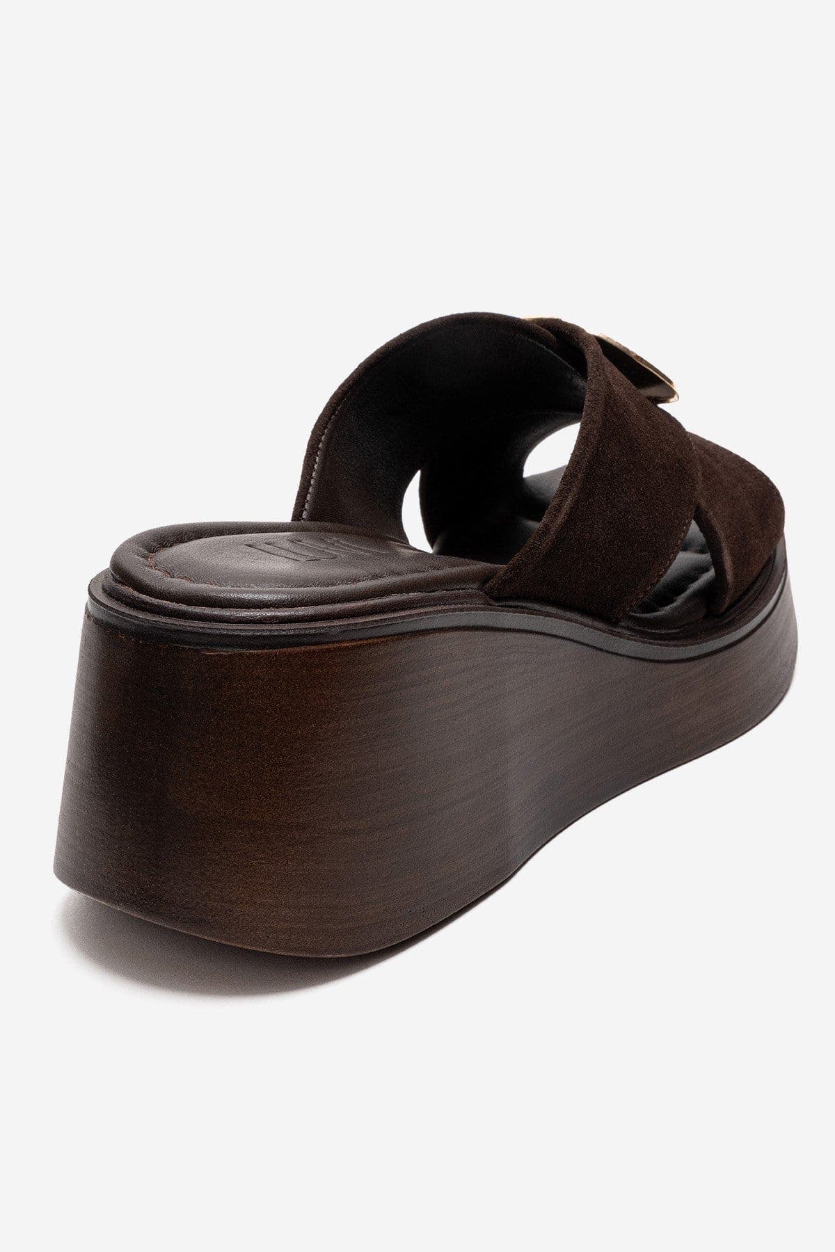 Forever & Always Shoes Fianna Leather Cross Strap Platform Sandal, Alternate, color, Brown Suede