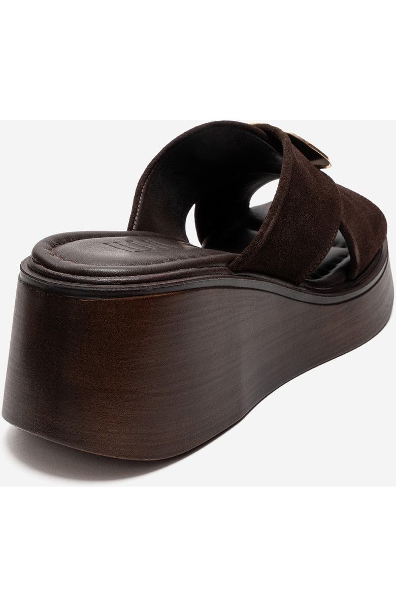 Forever & Always Shoes Fianna Leather Cross Strap Platform Sandal, Alternate, color, Brown Suede