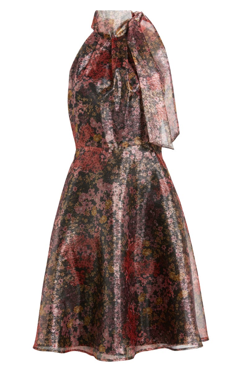 Black Halo Audrey Metallic Floral Cocktail Dress, Alternate, color,