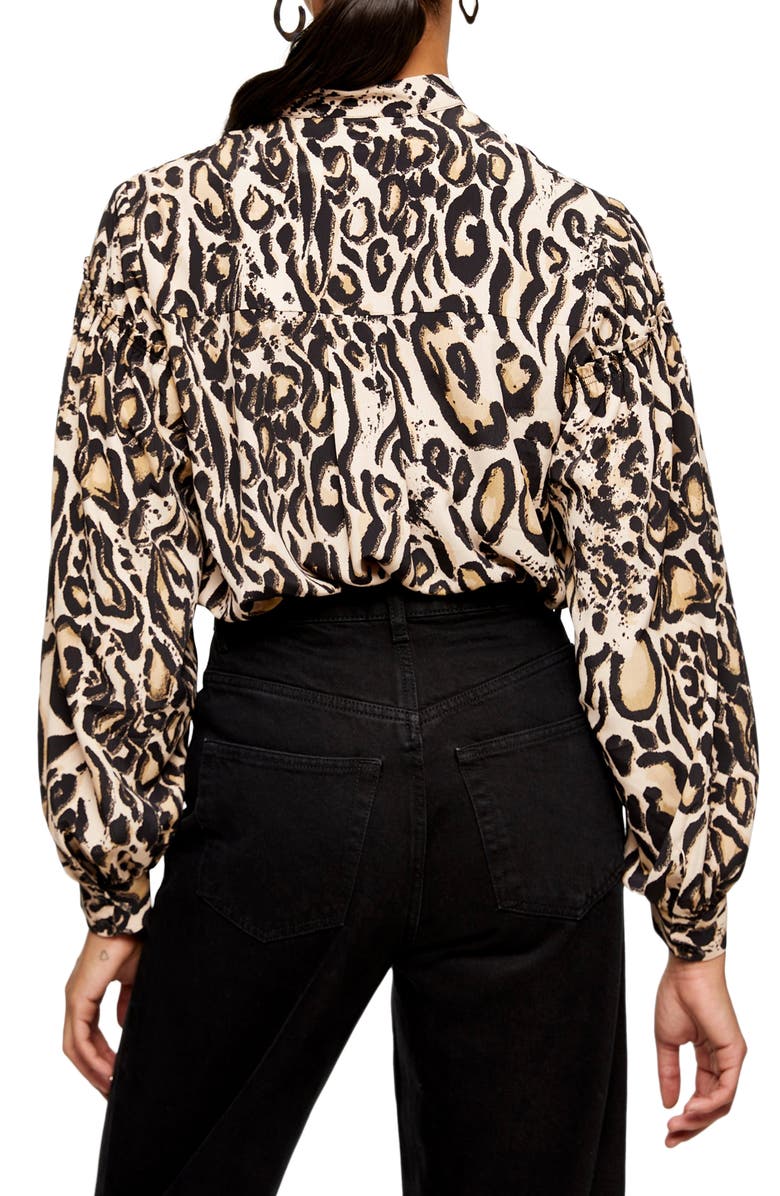 Topshop Animal Print Blouse, Alternate, color,