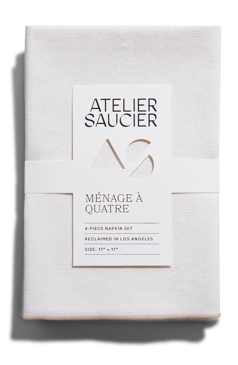 ATELIER SAUCIER Cream Set of 4 Napkins, Main, color, 