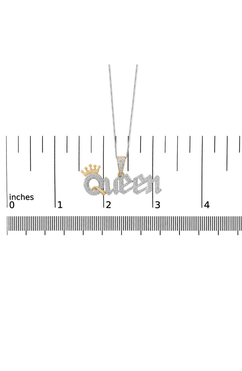 Haus of Brilliance 14K Yellow Gold Plated Sterling Silver 1/10 Cttw Diamond "Queen" Nameplate Pendant Necklace, Alternate, color, Yellow Gold Over Silver