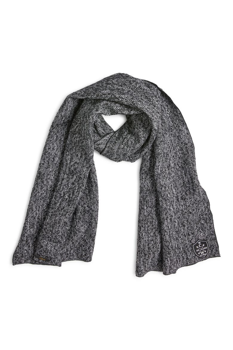 Herringbone Wool Scarf, Main, color, DARK GRAY