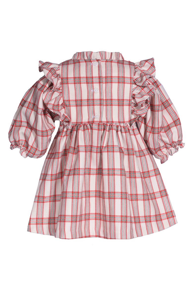 Iris & Ivy Bow Smocked Plaid Dress & Bloomers Set, Alternate, color, Red