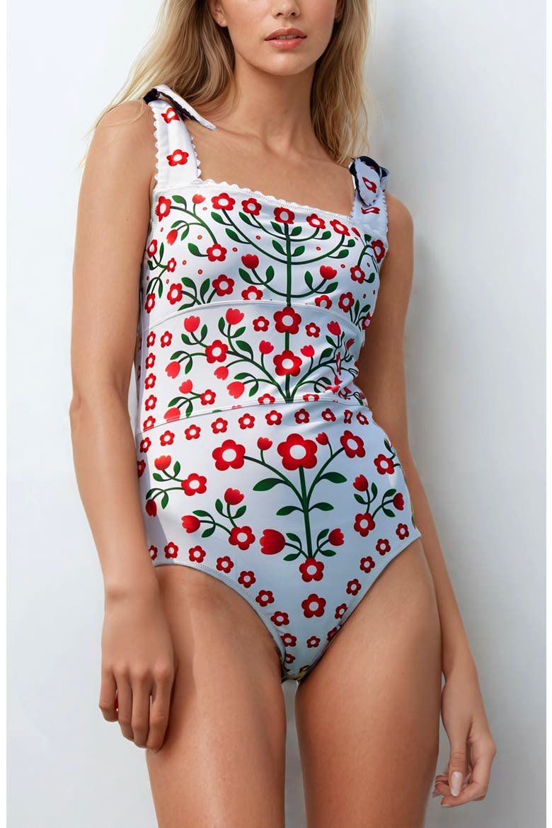 Day/Night Garden Reversible One-Piece Swimsuit, Alternate, color, Black