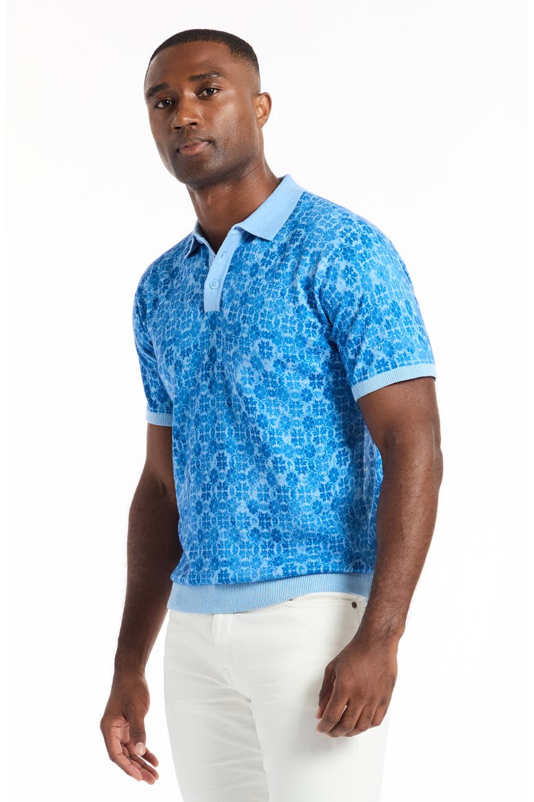 Johnny Collar Cotton Knit Polo, Alternate, color, LIGHT BLUE