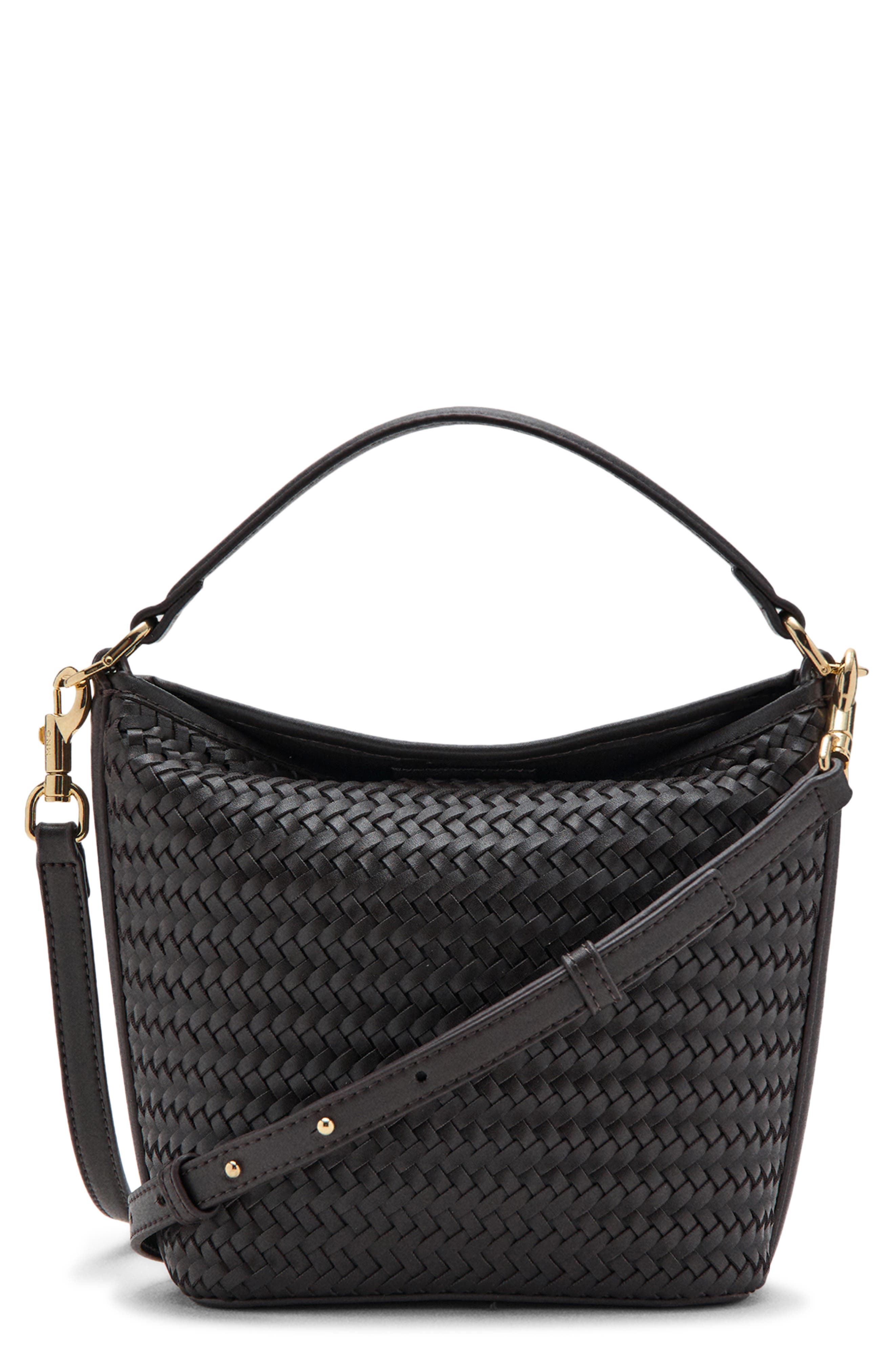 MANGO Small Braided Bucket Bag, Main, color, Chocolate
