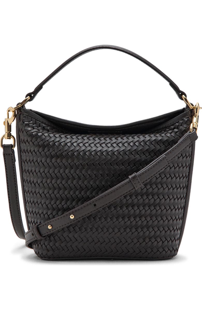 MANGO Small Braided Bucket Bag, Main, color, Chocolate
