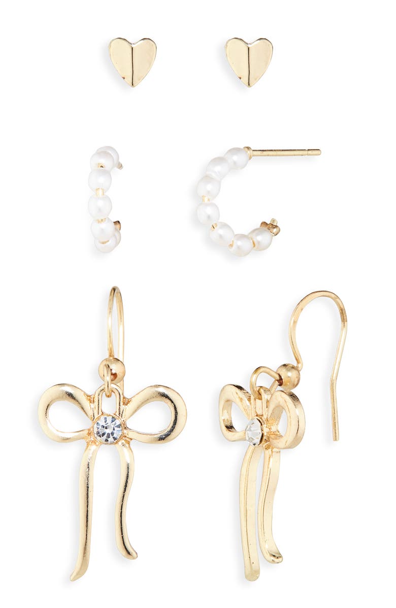 BP. Set of 2 Earrings, Main, color, Ivory- Gold