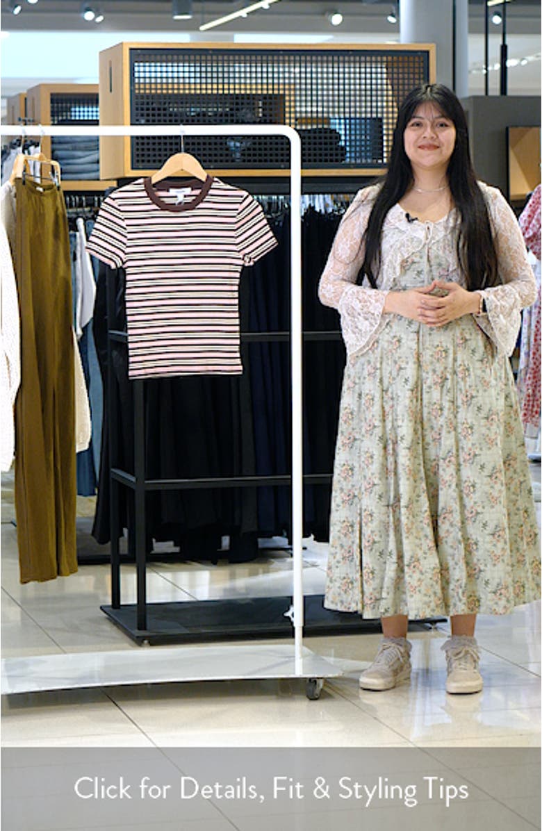 Stripe Short Sleeve Stretch Cotton Rib T-Shirt, sales video thumbnail