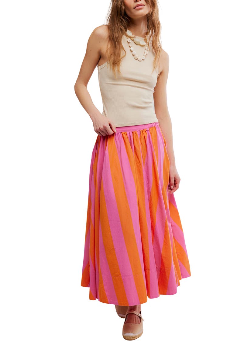 Lowen Stripe Cotton Midi Skirt, Alternate, color, PINK COMBO