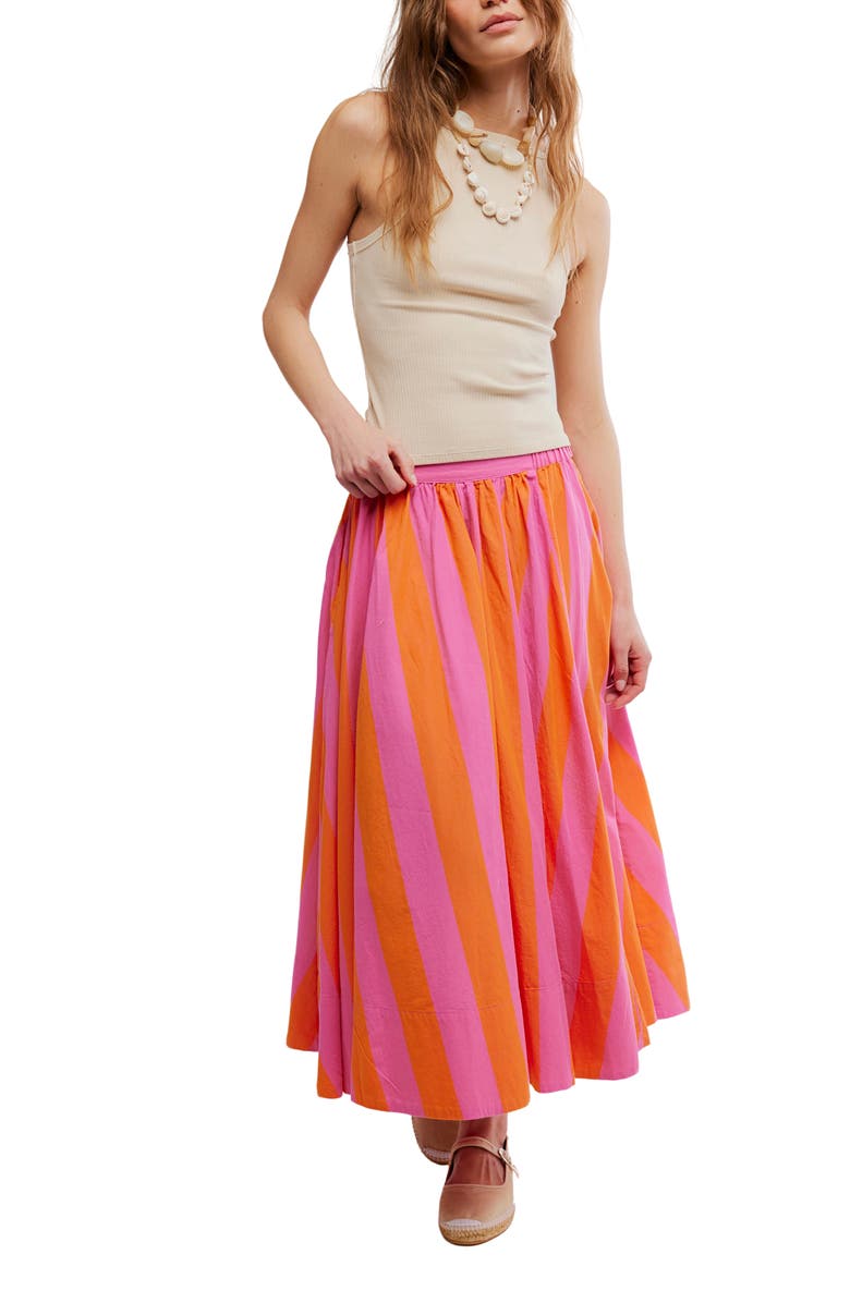 Free People Lowen Stripe Cotton Midi Skirt, Alternate, color, 