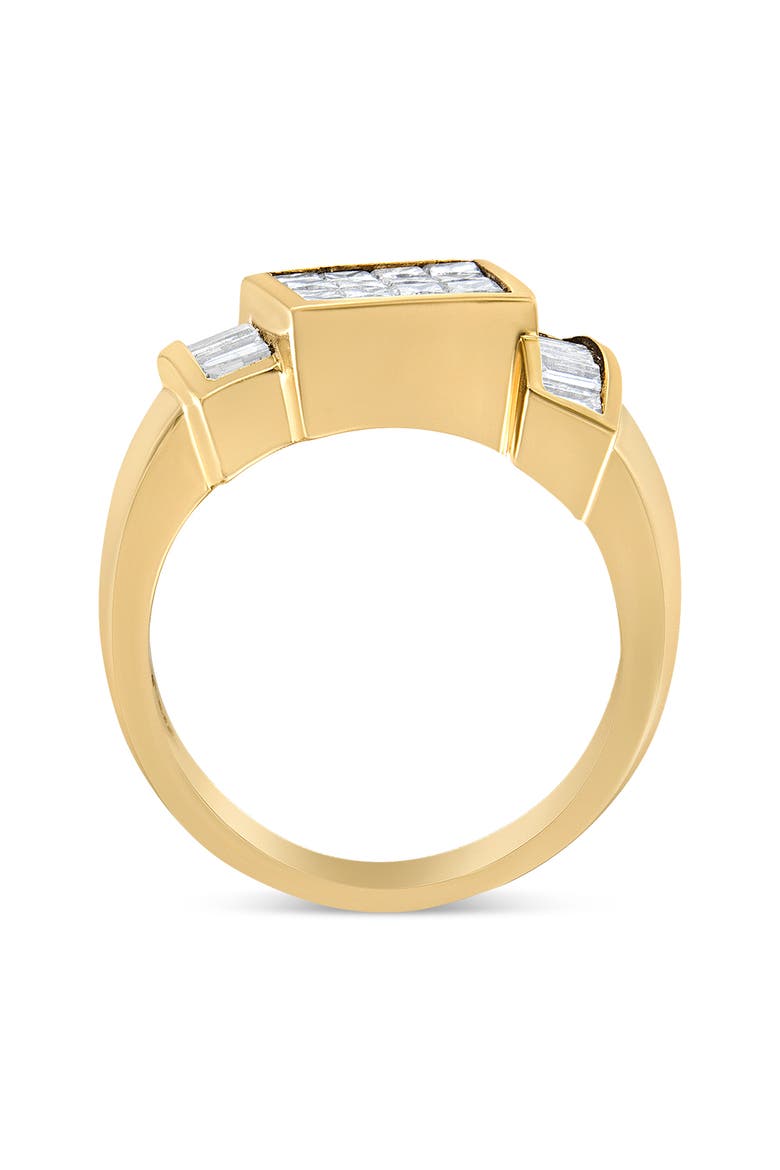 14K Yellow Gold 1 5/8 Cttw Invisible-Set Princess and Baguette Diamond Cocktail Band Ring, Alternate, color, Yellow Gold