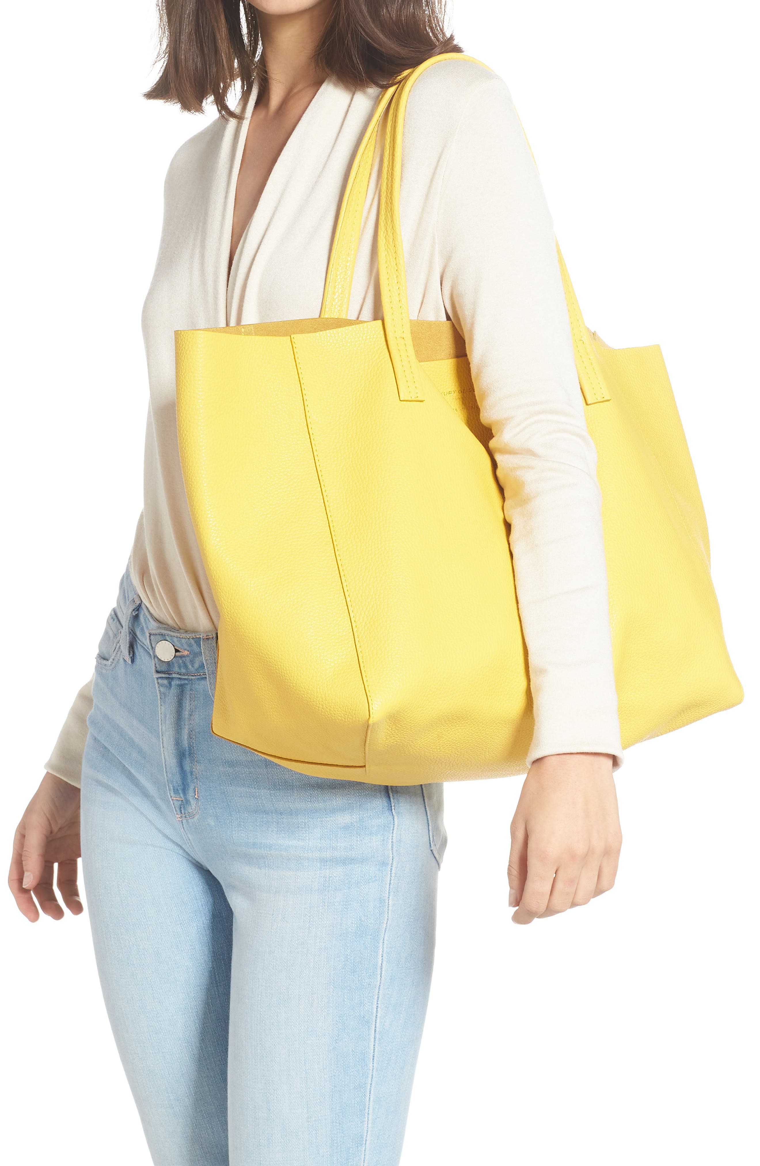 Violet East/West Leather Tote, Alternate, color, YELLOW