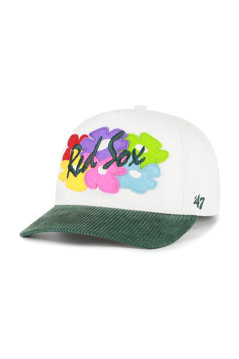 Men's '47 White/Green Boston Red Sox Flora Gallery Hitch Adjustable Hat, Main, color, White