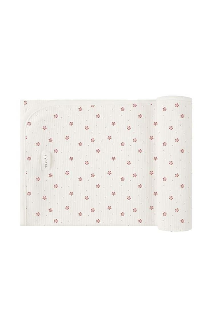 Baby Ribbed Cotton Receiving Blanket, Main, color, Floral Pin Dot