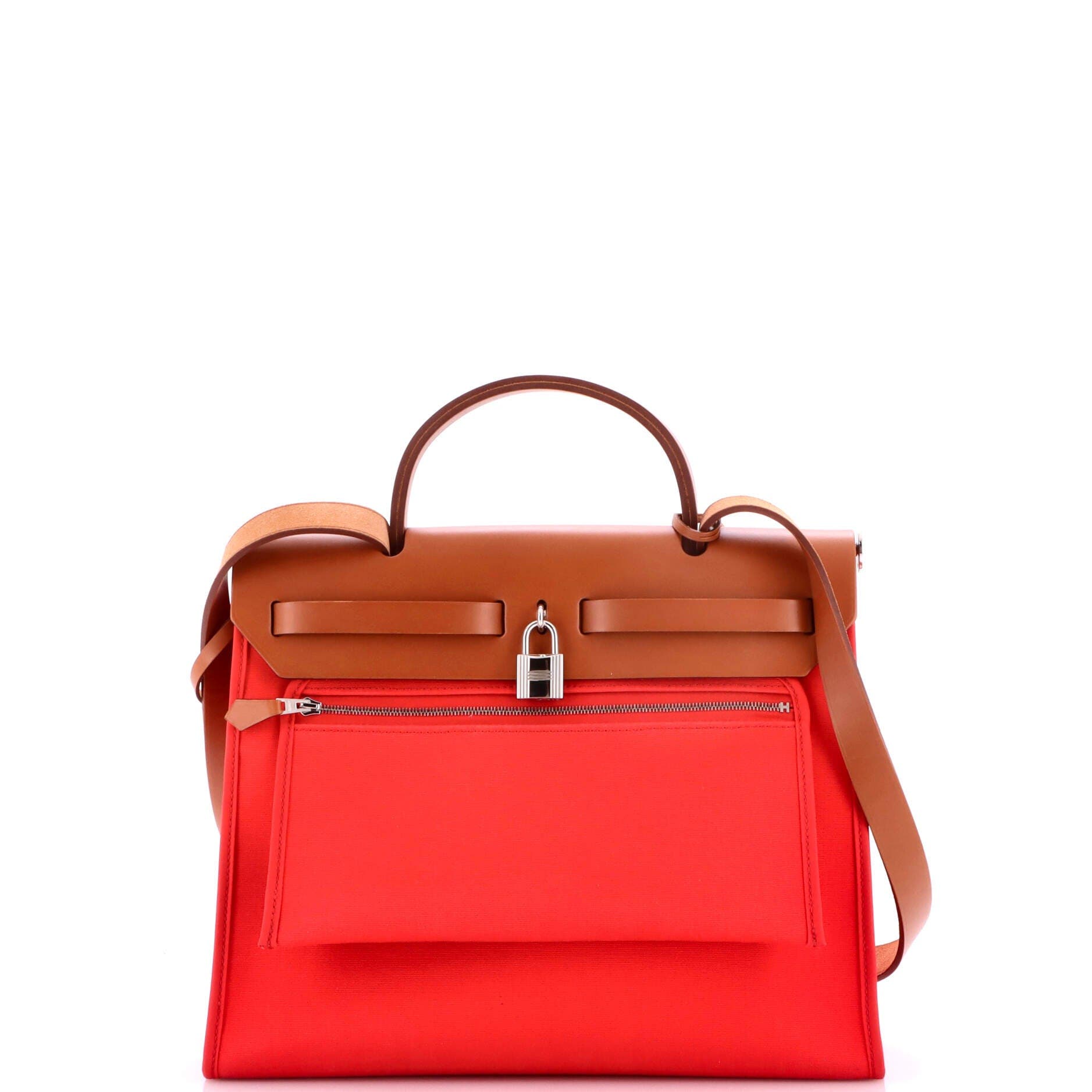 Pre-Owned Hermes Herbag Zip Leather and Toile 31, Alternate, color, Bougainvillier