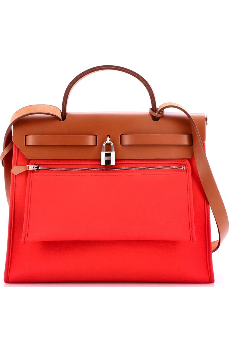 Pre-Owned Hermes Herbag Zip Leather and Toile 31, Alternate, color, Bougainvillier