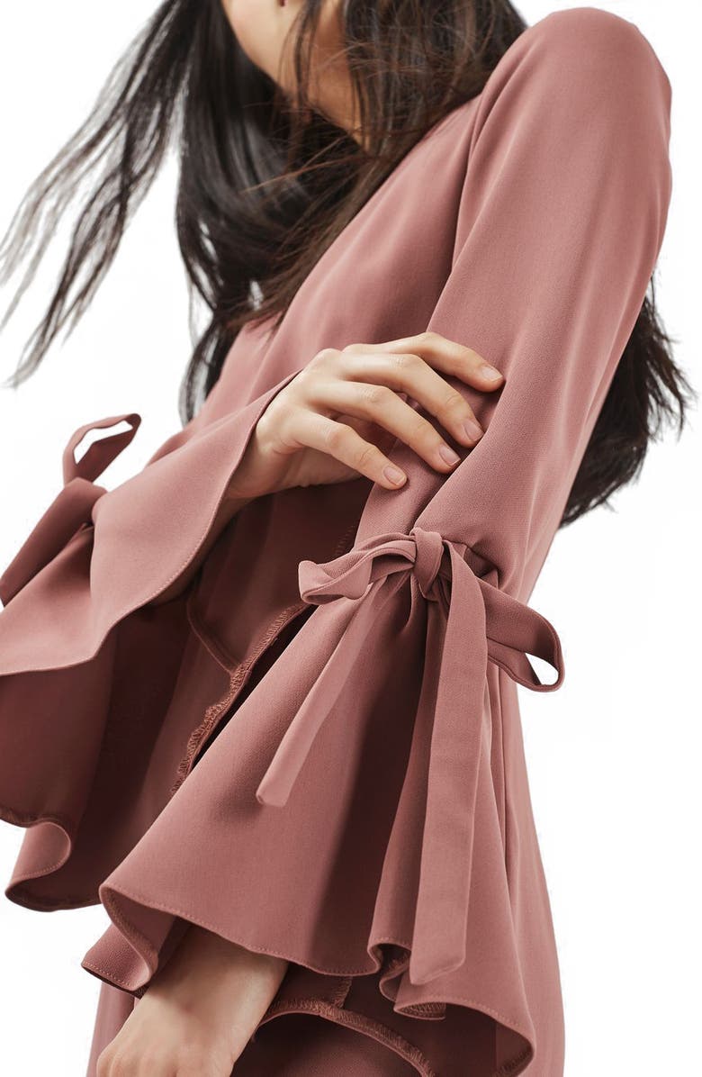 Topshop Trumpet Sleeve Romper, Alternate, color, 