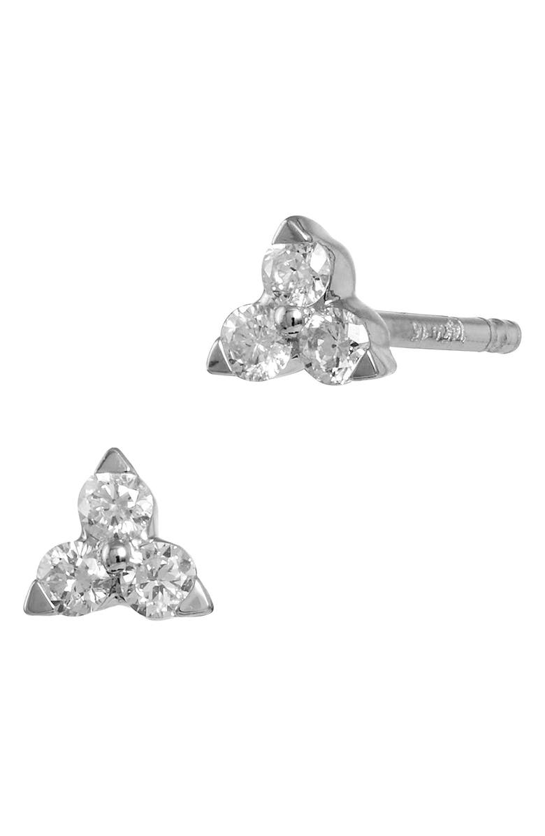 SAVVY CIE JEWELS 14K Gold Diamond Trio Stud Earrings - 0.15 ctw, Main, color, 