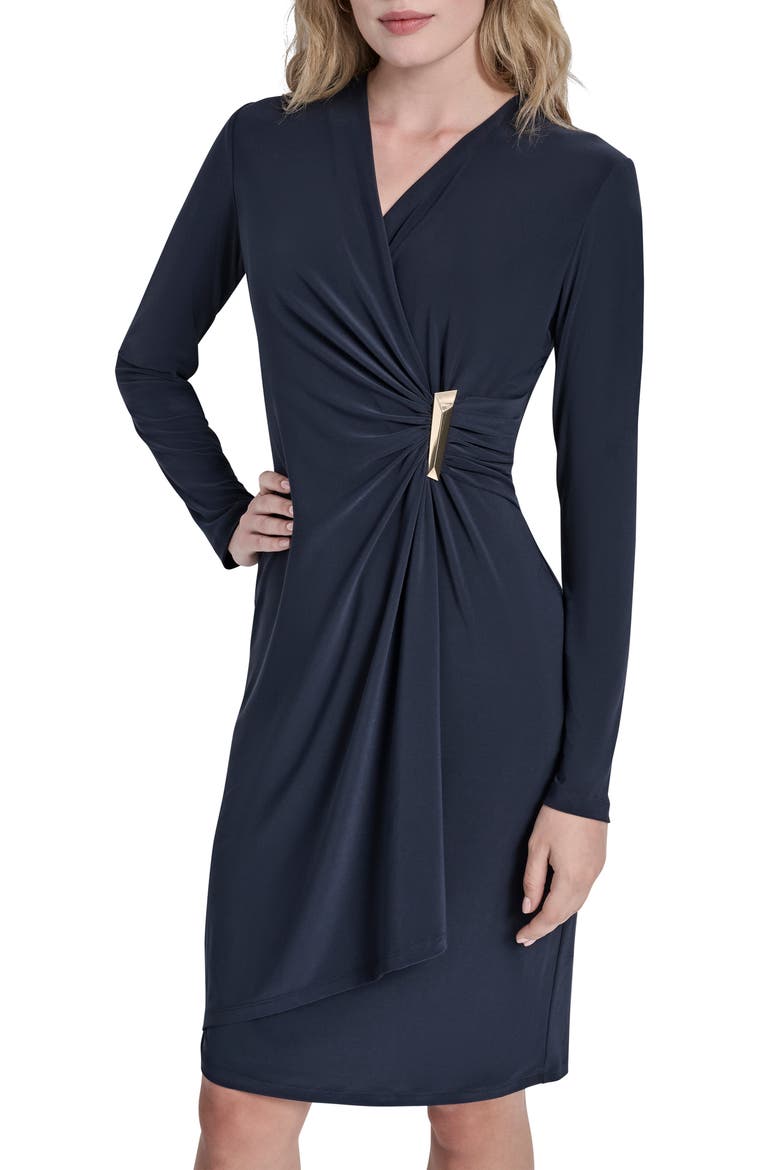 Long Sleeve Faux Wrap Dress, Alternate, color, MIDNIGHT N