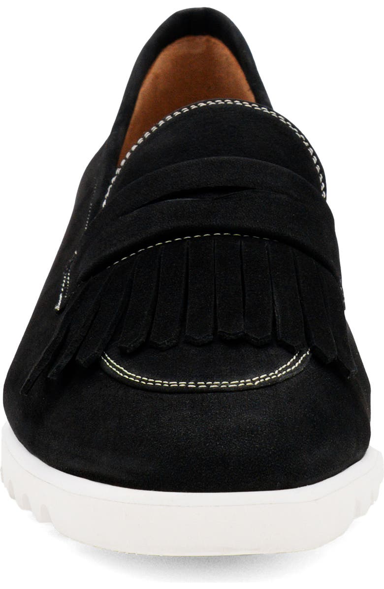 Amalfi by Rangoni Elemento Fringe Penny Loafer, Alternate, color, Nero Long Beach