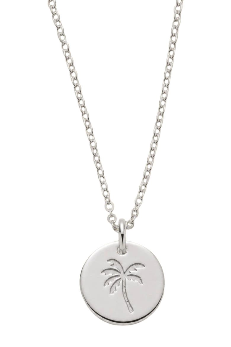 Palm Tree Disc Necklace, Alternate, color, Silver
