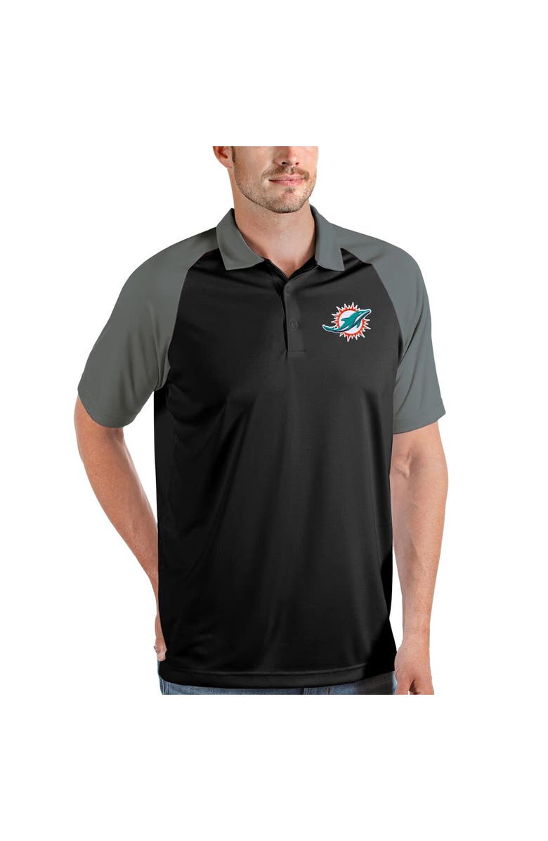 ANTIGUA Men's Antigua Black/Steel Miami Dolphins Nova Polo, Main, color, 