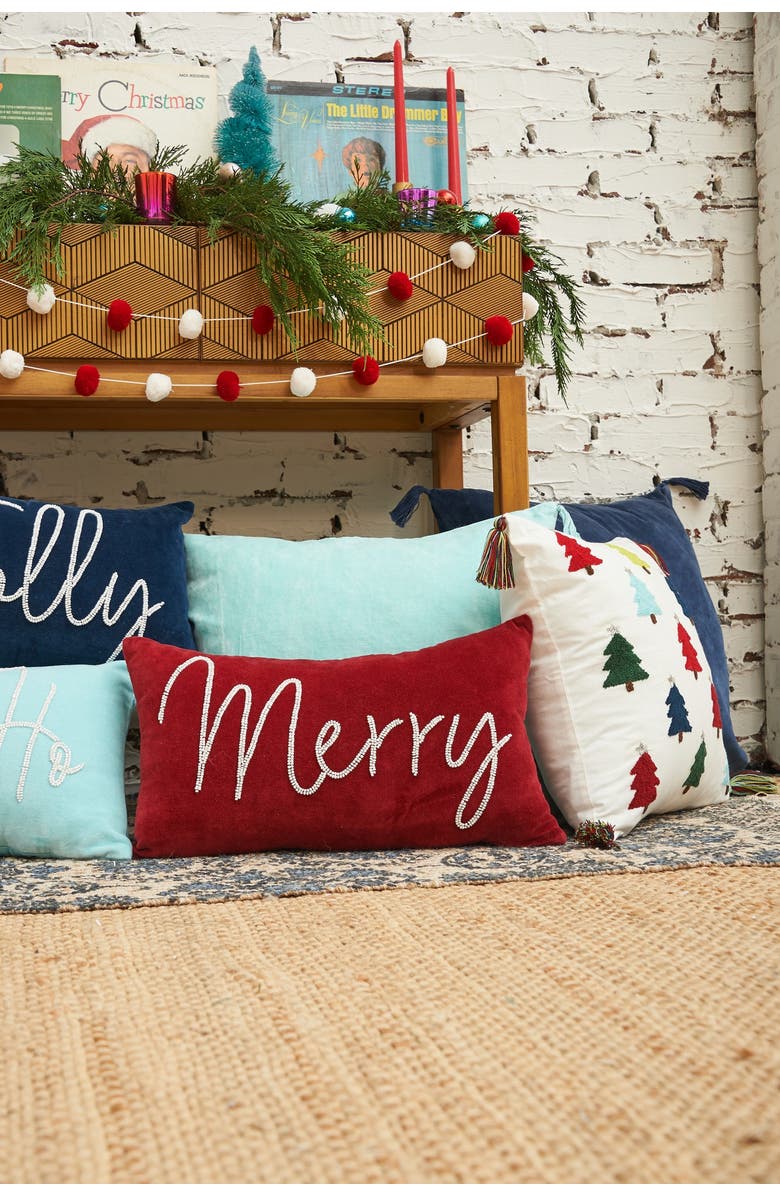 carol & frank 48" Ruby & White Pompom Garland, Alternate, color, Red