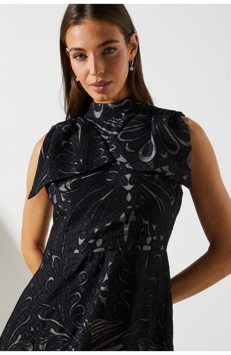 Coast Bow Sleeve Jacquard Dress, Alternate, color, Black