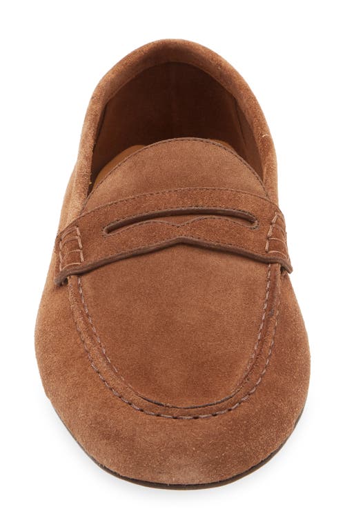 Ralph Lauren Purple Label Collins Suede Penny Loafer In Chesnut Brown