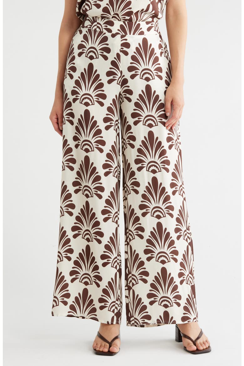 Print Pants, Main, color, IVORY/ BROWN FAN PRINT