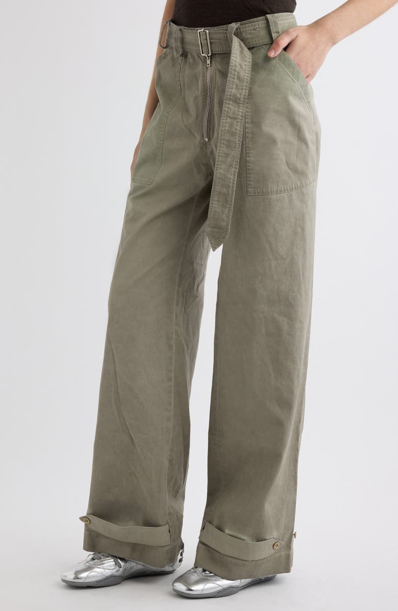 Acne Studios Parko Belted Cotton Stretch Gabardine Wide Leg Pants, Alternate, color, Clay Beige