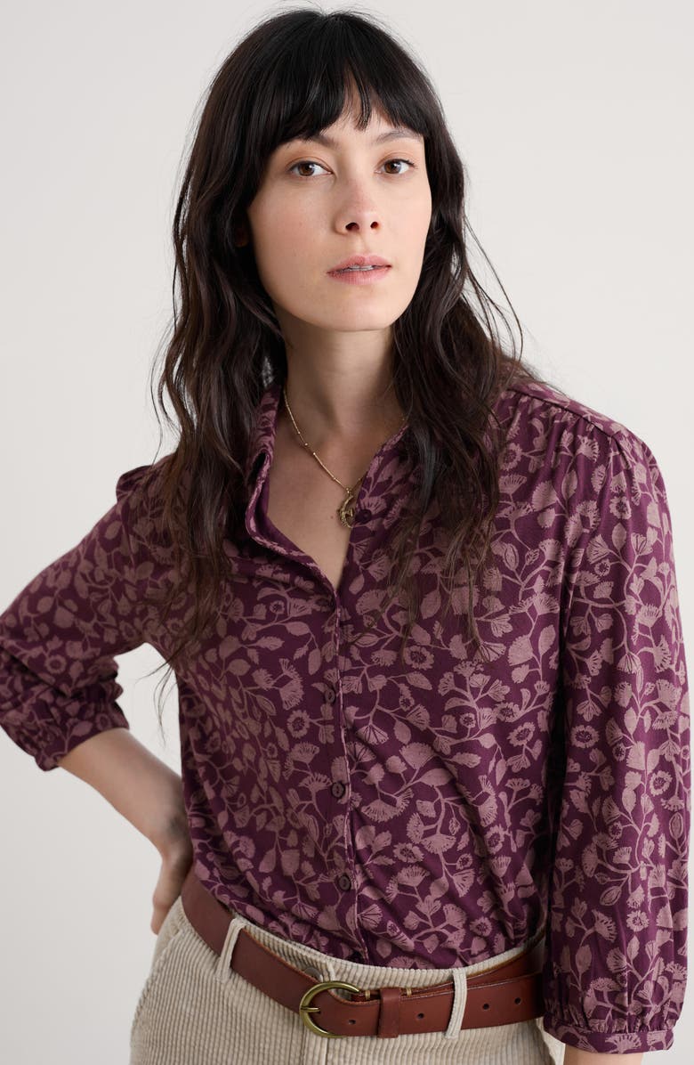 Seasalt Cornwall Embrace Floral Button-Up Shirt, Alternate, color, Autumn Stems Dark Hellebore