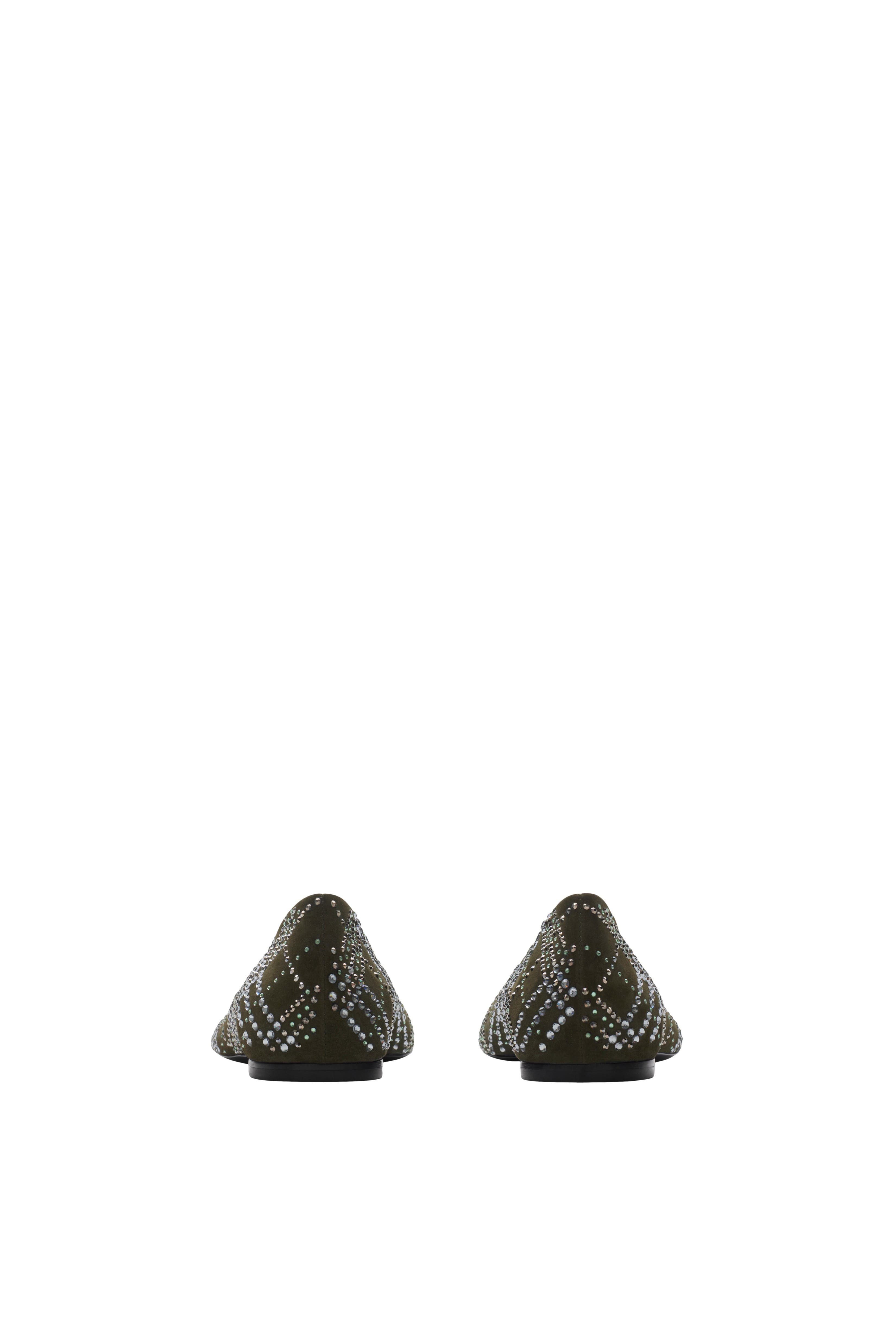 Burberry Crystal Check Suede Baby Ballerina, Alternate, color, 