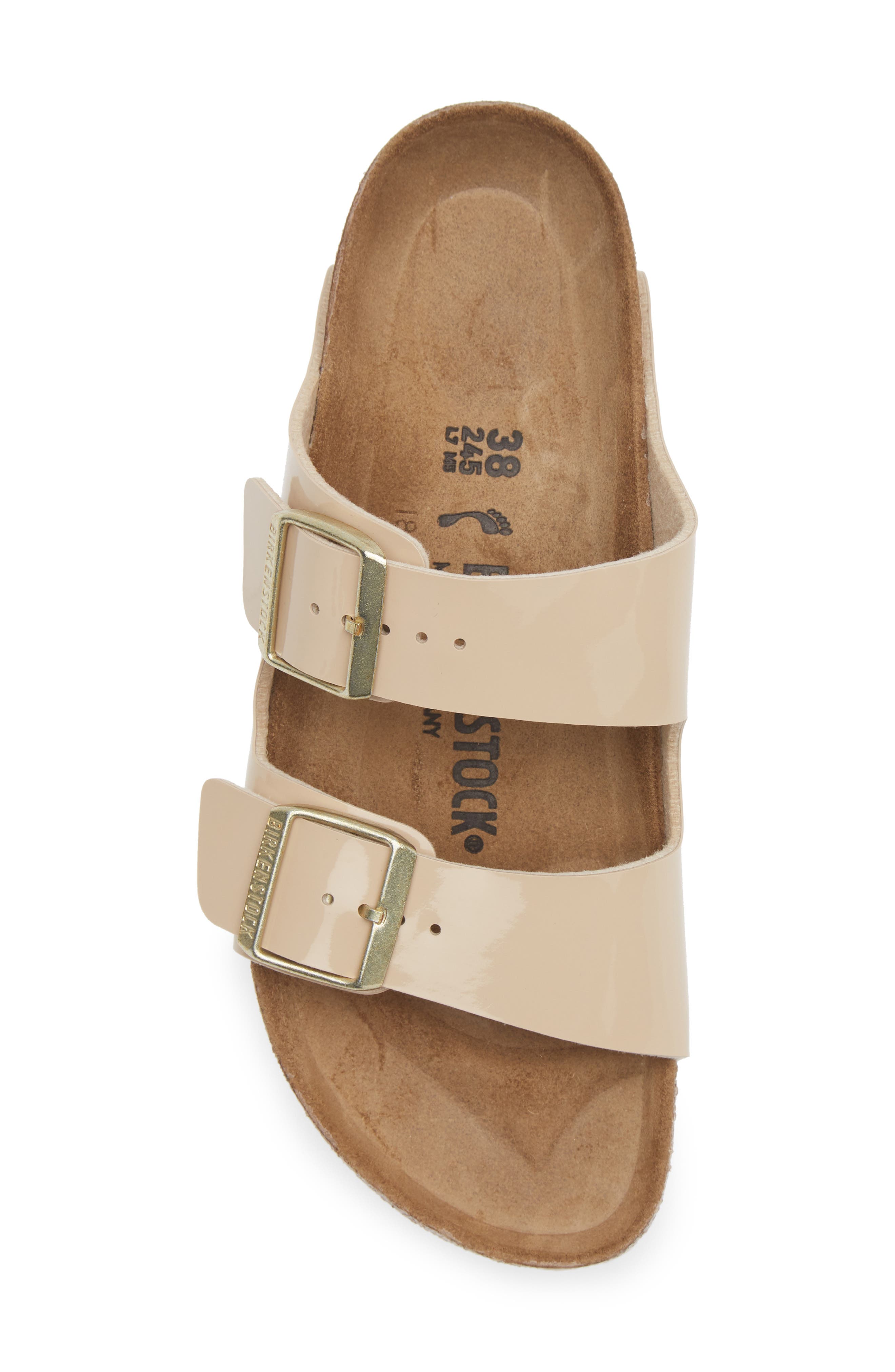 Birkenstock Arizona Patent Sandal, Alternate, color, Sand