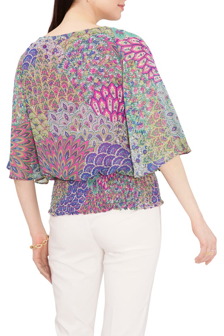 Dolman Sleeve Smocked Blouse, Alternate, color, LIME/FUCHSIA/MULTI