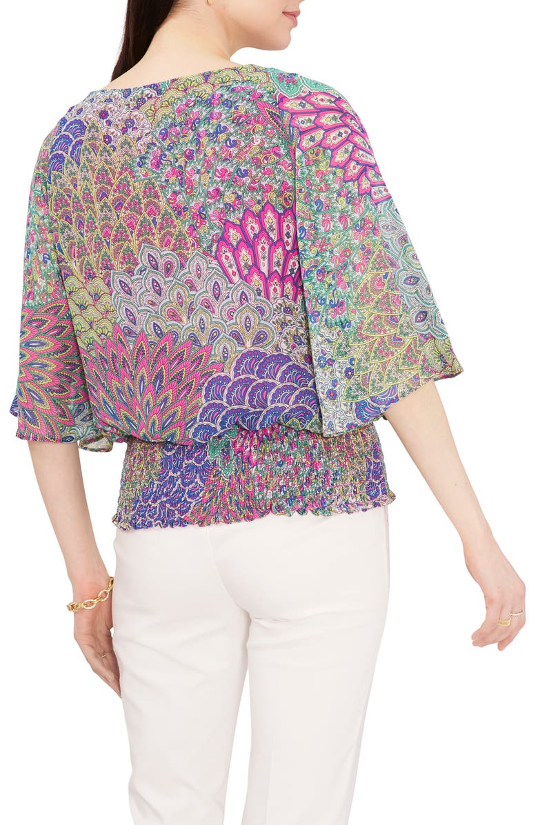 Chaus Dolman Sleeve Smocked Blouse, Alternate, color, Lime/ Fuchsia/ Multi